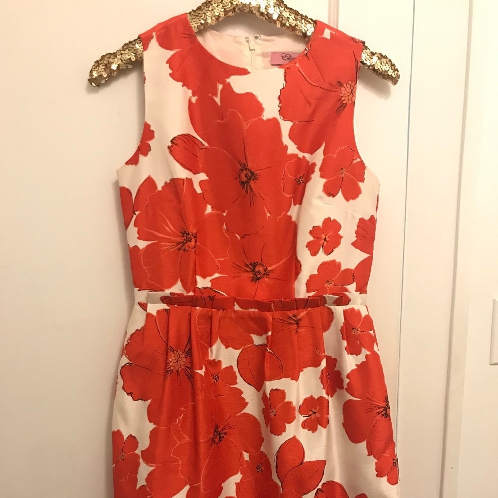 Eliza J Red & White Floral Dress